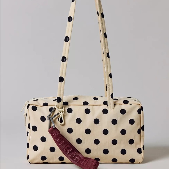 BAGGU Cream and Black Polka Dot - Nylon Bowler Bag - Picture 2 of 5